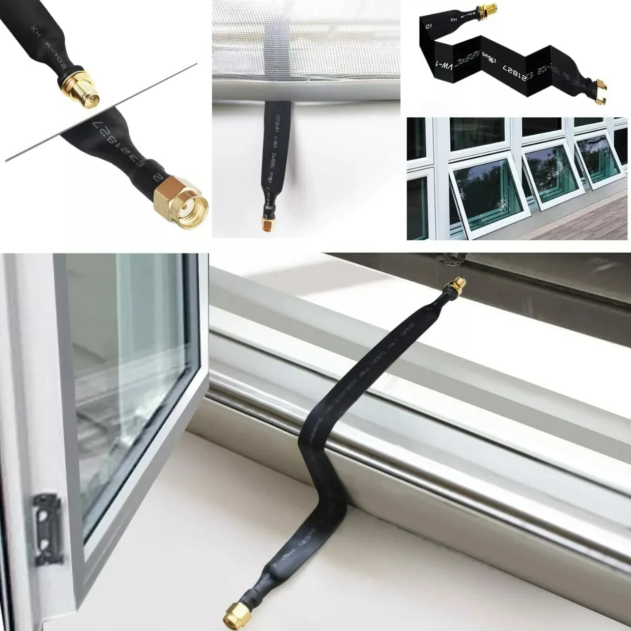 20cm 30cm 40cm 60cm Flat Window Door Feed Thru RP-SMA RPSMA Male TO Female Extension Cable for Helium Miner LoRa Antenna Coaxial