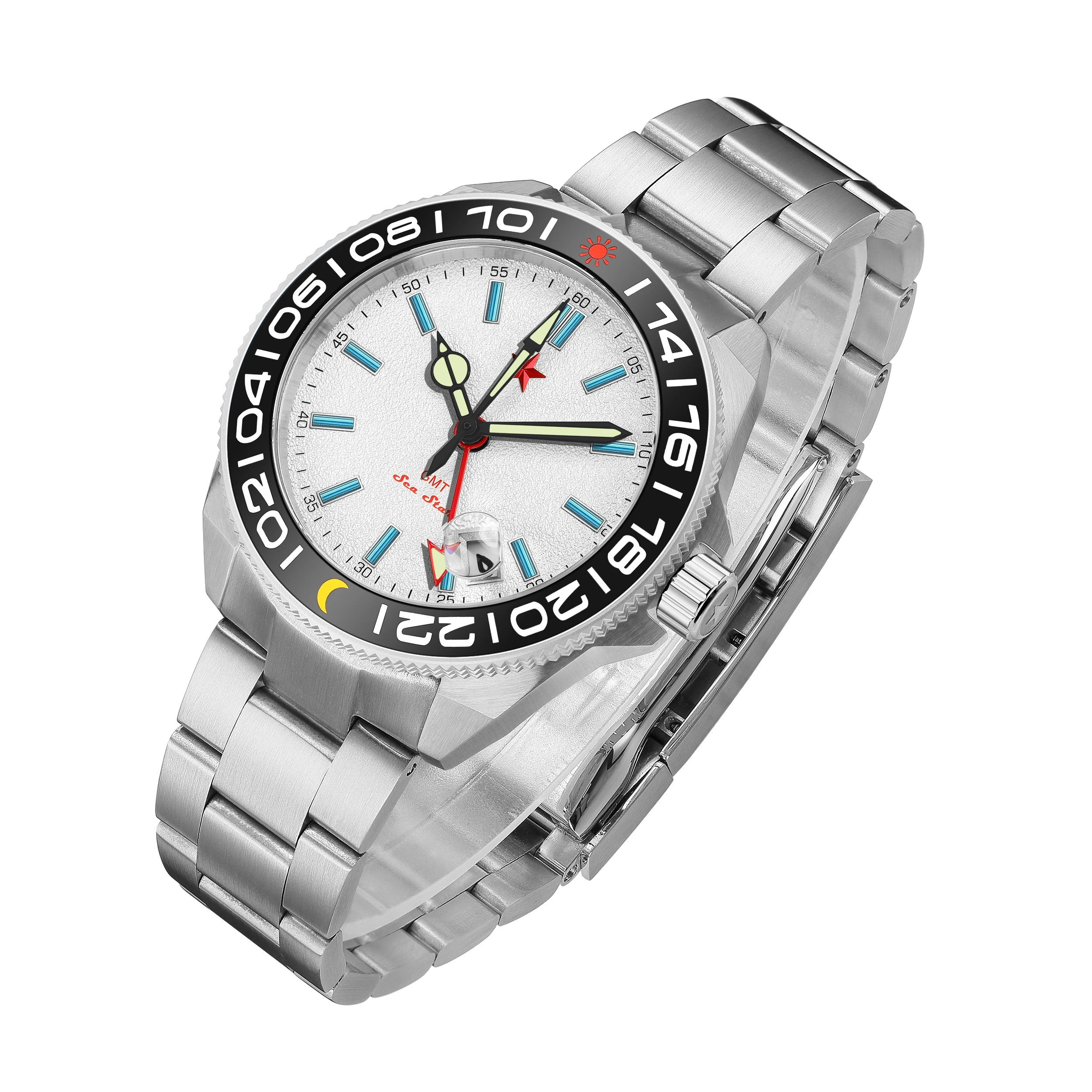 

Часы наручные RED STAR GMT Мужские механические, автоматические Супер Светящиеся с двойным часовым поясом, с минеральным стеклом NH34, с 4 иглами, 40 мм, 5 атм