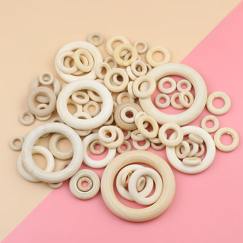 Natural Wooden Beads DIY Natural Octagonal Wooden Bead Connectors Circles  Rings Unfinished Wood Bead for Bracelet Jewelry Making