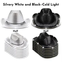 8/10/16/20/40pcs Light Up Cowboy Hats Lighted Wedding Hats LED Western Cowgirl Hats for Wedding Reception Dance Bachelor Party
