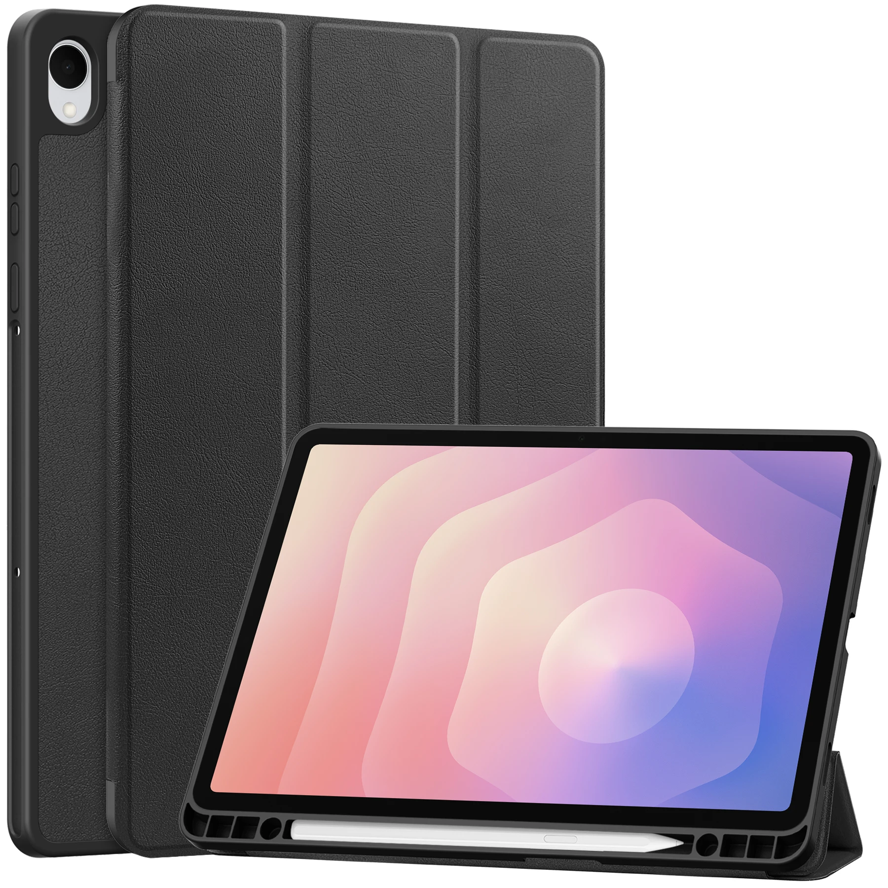 Enhanced Tri-Folding Flip Stand Case with Pencil Holder
