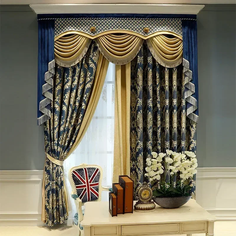 

21168-STB-Daisy Curtains Road Pocket Shade Curtain Floral Tassel for Kitchen Bedroom Living Room Bay Window