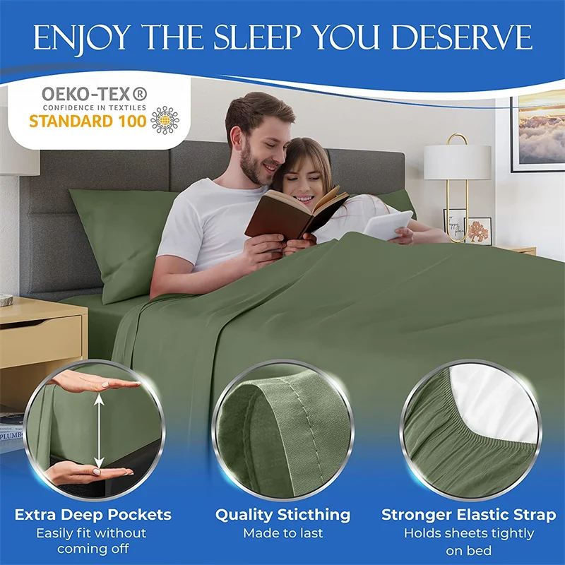 Dreamreal Organic Bamboo Bedding Set Bed Sheet Sets Fitted Sheets Flat Sheet Pillowcase Luxury Double Queen King Size Bedsheet 3