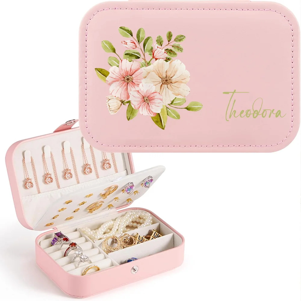 Elegant Personalized Purple Flower Jewelry Box with Custom Name – Perfect Gift