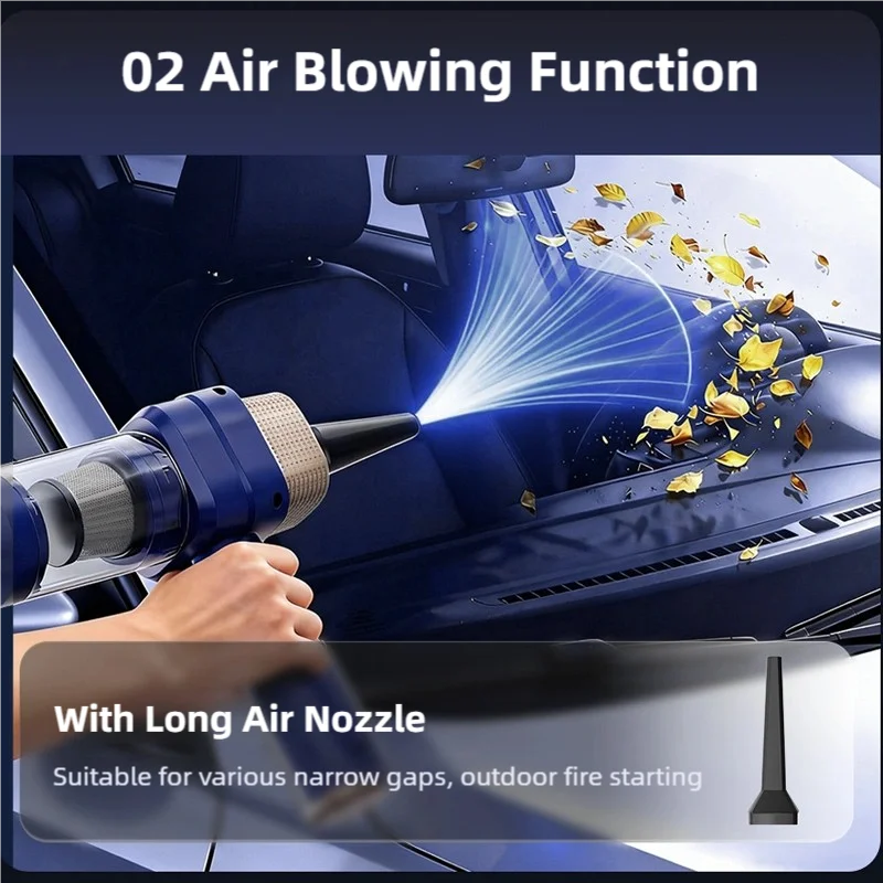 TINSOL 22000PA 3-in-1 Car Vacuum Cleaner Portable Handheld Car Cleaner Strong Suction Mini Wireless Handheld Vacuum Cleaner 6