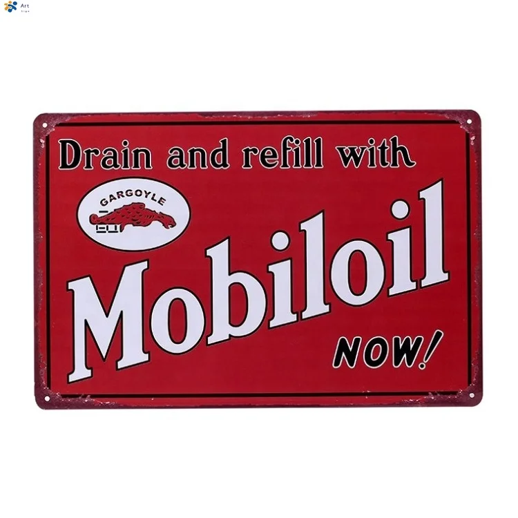 

mobiloil retro decor tin sign wall hanging metal sign room decoration home decor
