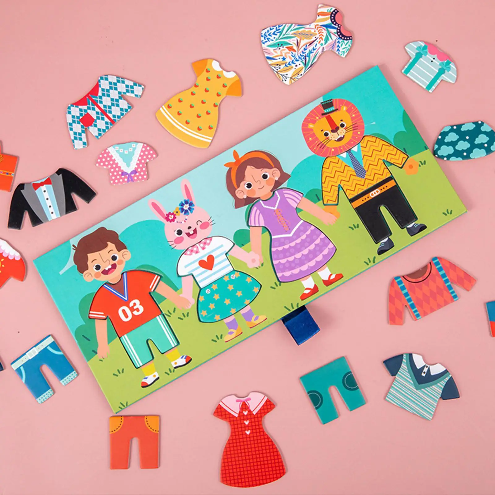 Hanging Clothes Dress up Toy Change Clothes Wood Puzzles Wood Drying Clothing for Baby 3 4 5 Years Old Table Game 2-