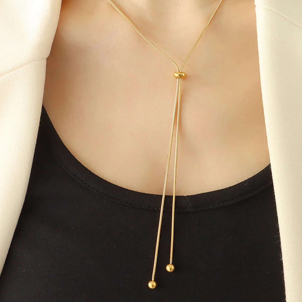 eManco Collana a Y regolabile con catena a serpente personalizzata Collana con ciondolo a clavicola Collana in acciaio inossidabile Regalo di festa da donna  36
