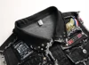 2024 New Punk Style Outerwear Men's Black Embroidered Denim Cardigan Youth Pop Street Style Lapel Men's Casual Vest 3