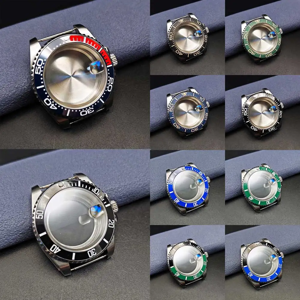 40mm sapphire mirror case compatible with NH34 NH35 36 38 39 8215 movement 28.5mm dial SUB 100m waterproof case
