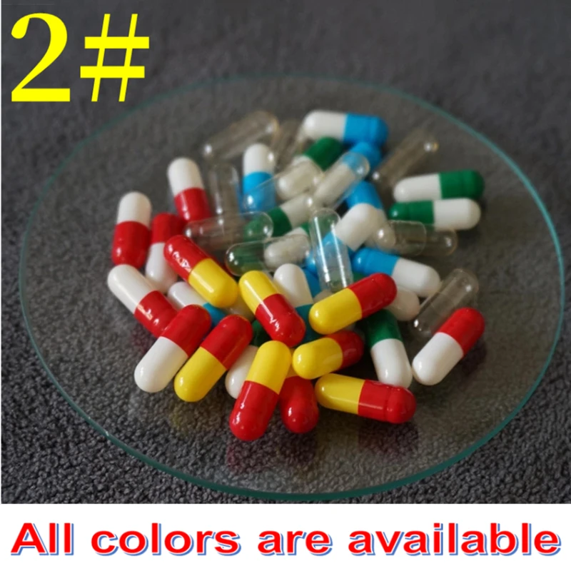 

2# 1000/5000pcs 2 Size High Quality Colored Hard Gelatin Empty Capsules Hollow Gelatin Capsules Joined or Separated Capsules