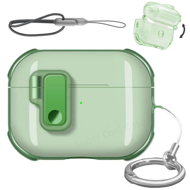 Transparent TPU Earphone Case with Secure Lock and Lanyard