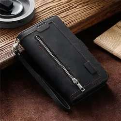 Leather Wallet Cover with Zipper Wrist Strap - Elegant and Functional Phone Case for Huawei Nova 10 Pro (Black)