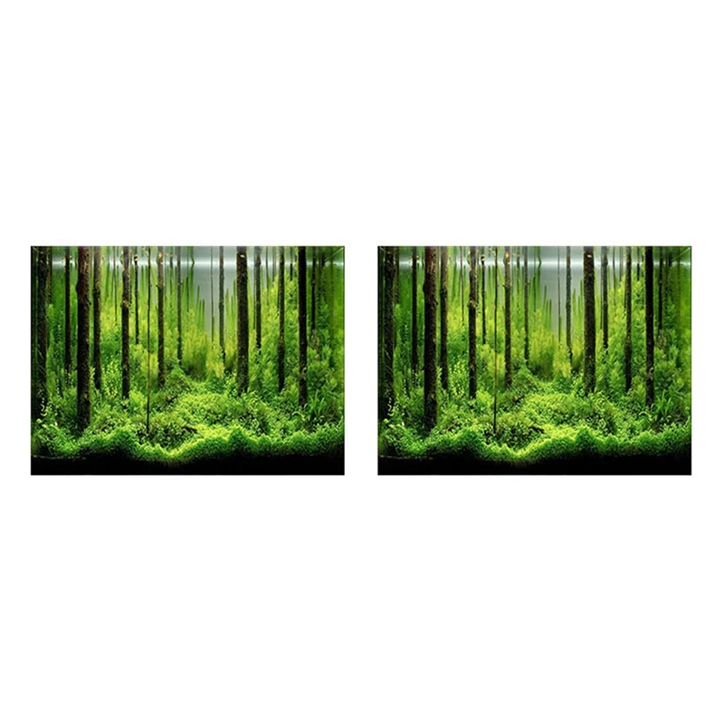 2 Pezzi Adesivo Underwater Forest Background Poster Sfondo Decor Aper Underwater World Adesivo Decorativo Adesivi Per Acquario
