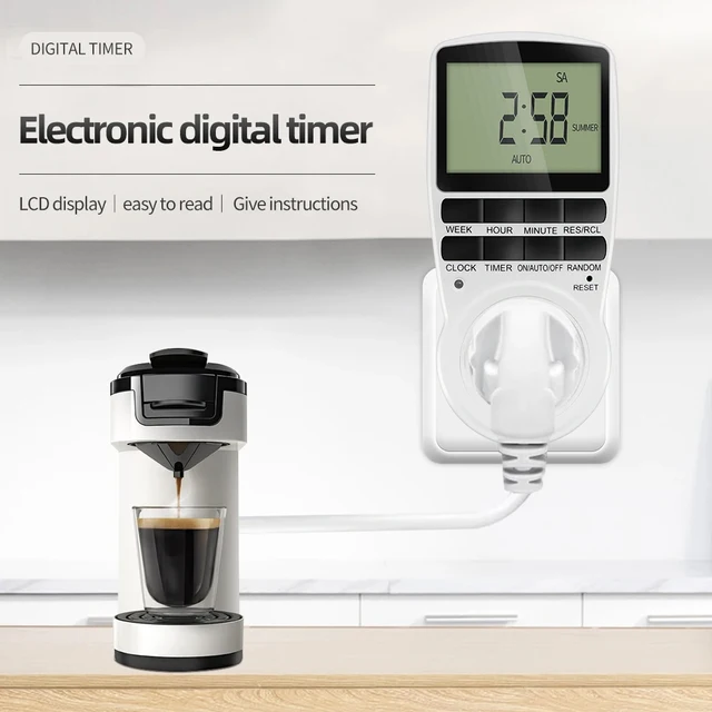Minuteur numérique électronique programmable UE, prise de minuterie électronique, prise UE, contrôle du temps des appareils de cuisine, jour/heure 1