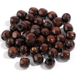 Natural Large - Hole Wooden Beads for DIY Jewelry and Hair Accessories (Dark brown)