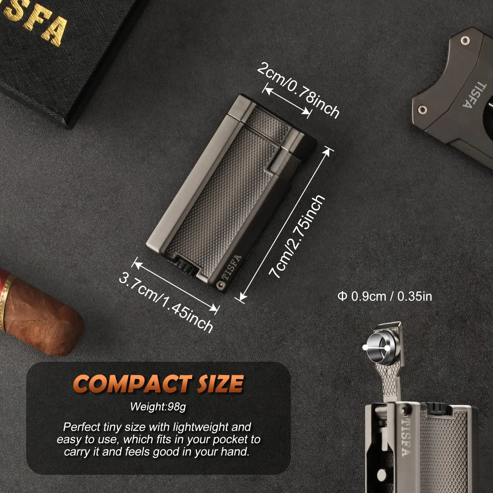 Cigar Lighter Double Jet Flame Butane Torch Built-in Cigar Punch Holder Windproof Pocket Lighter Smoking gas lighter