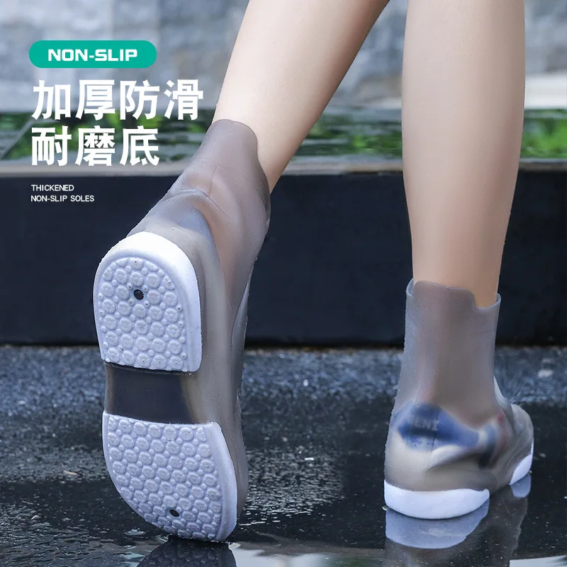 Reusable Waterproof Rain Shoes Covers Overshoes Washable Anti Skid Shoe Covers With Button White Durable Shoe Accessorie