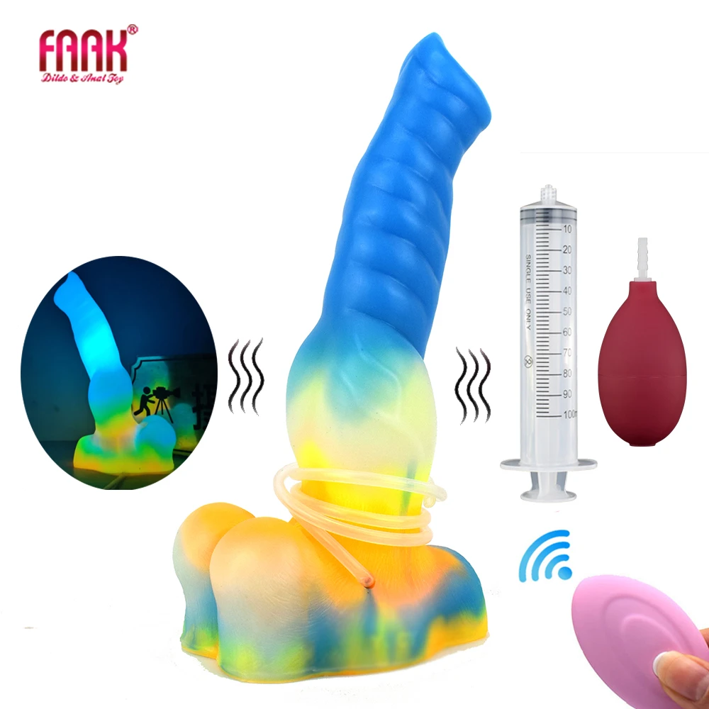Faak Luminous Wolf Dog Knot Vibrating Dildo Remote Control Vibrator Ejaculation Large Penis Fantasy Sex Toys Squirt Anal Plug - Anal Plug