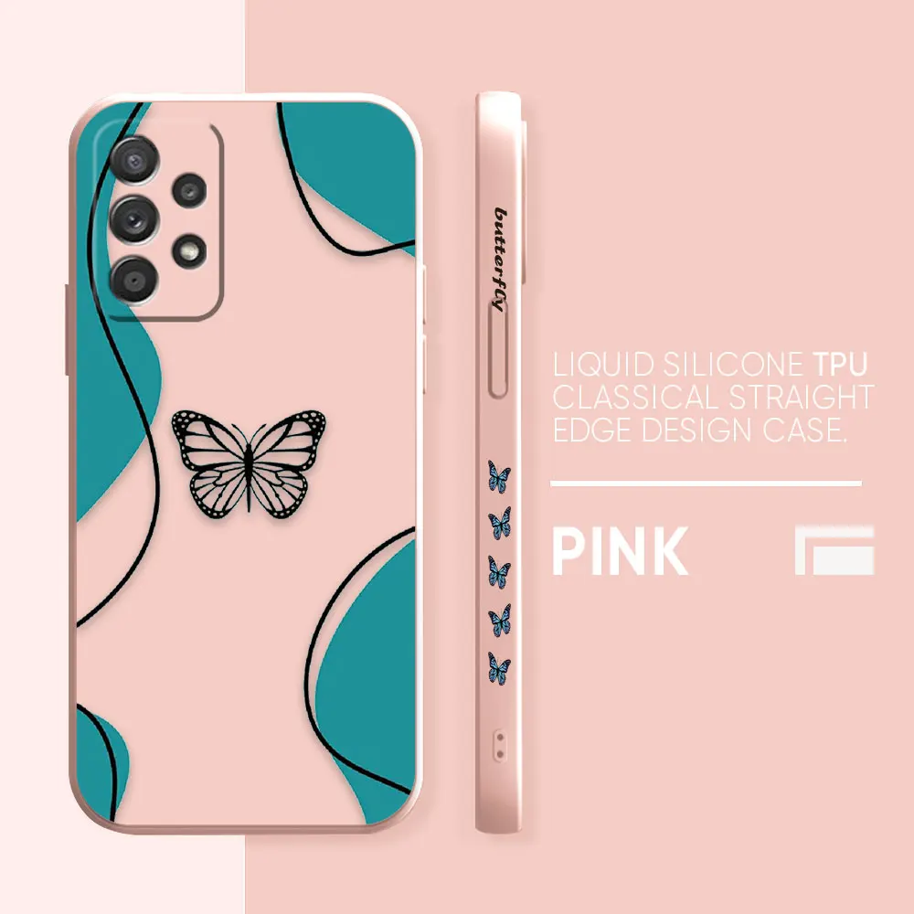 thumbnail image 1 of Case For Samsung Galaxy A91 A73 A72 A71 A52 A51 A33 A31 A02S AO3S 4G 5G Colour Liquid silicone Case Beautiful Butterfly, 1 of 5