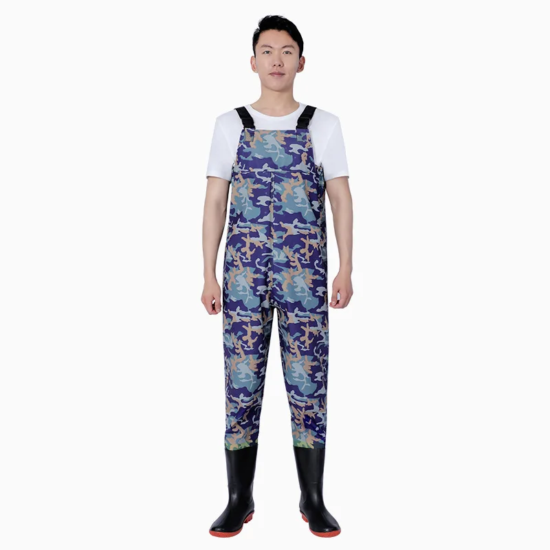 Fashion Adjustable Fishing Waders Waterproof Fishing Pants with Bootfoot Shoes Outdoors Man Water Accessories,Camouflage