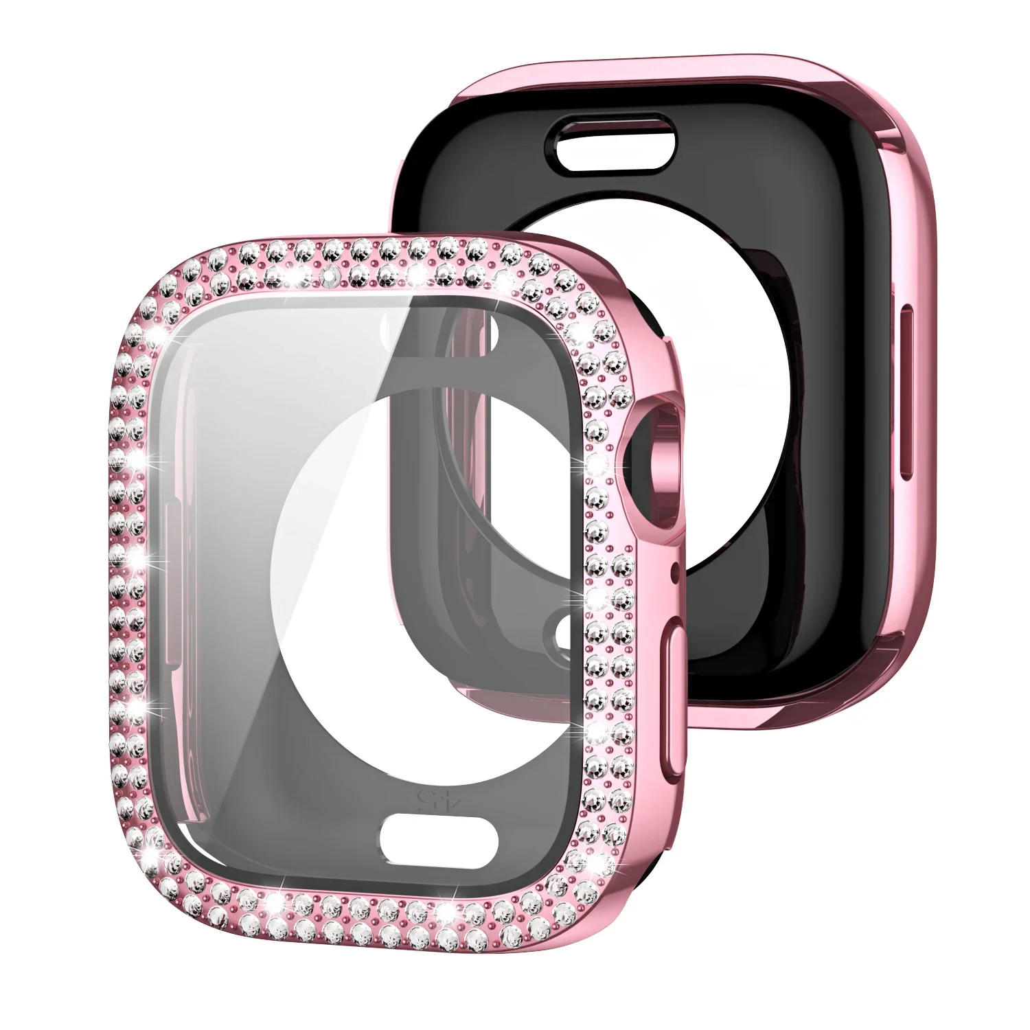 Luxury Diamond-Studded Apple Watch Case with Screen Protector and Bling Glass Cover