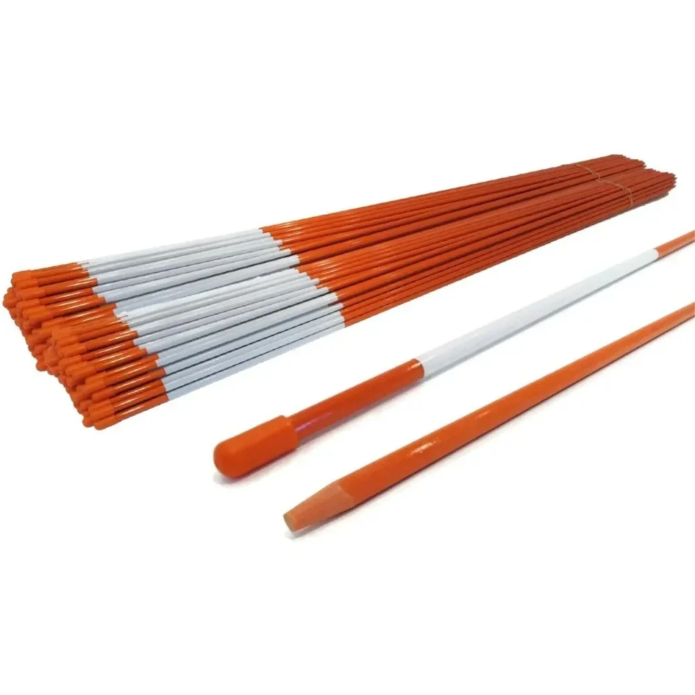 (Pack of 500 Driveway Markers, Snow Stakes, Plow Stakes, Orange Reflective Fiberglass, 5/16" x 48"