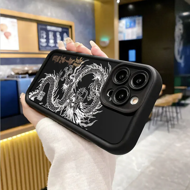 Dragon Pattern Shockproof Matte Silicone Phone Case - Cool Bumper Cover