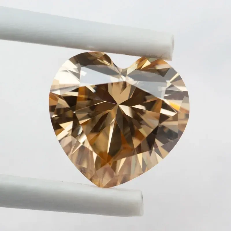 Pietra Moissanite Colori Primari Champagne Heart Cut Lab Grown Diamond Ewelry Vvs1 Superato Diamond Tester
