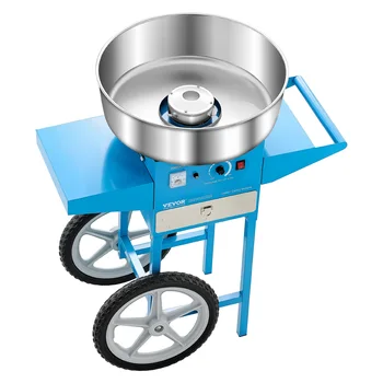 SucceBuy Electric Cotton Candy Machine with Cart Commercial Candy Floss Maker with 20.5 in Stainless Steel Bowl, Sugar Scoop 1