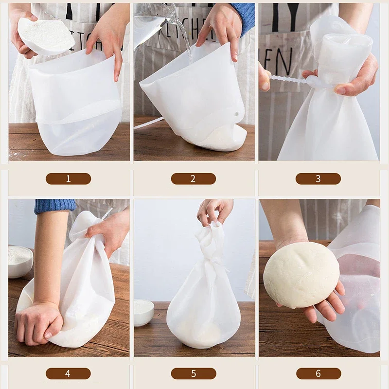 Dough Mixer Dough Kneading Bag 3kg/6kg Kitchen Silicone Kneading Bag Dough Flour Mixer Bag For Bread Pastry Pizza Nonstick Baking Multipurpose Flour Mixing