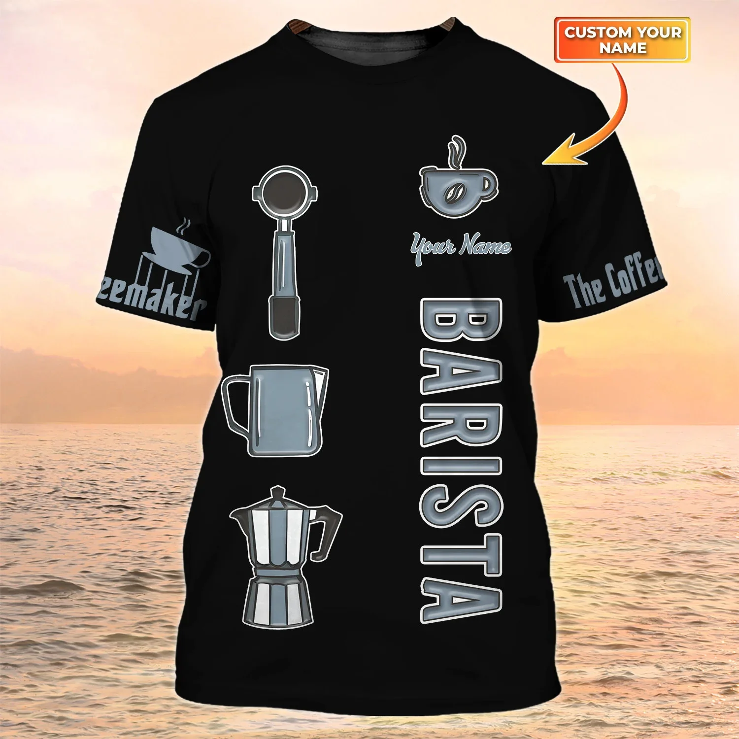 Neueste Sommer Herrenmode T-shirt Personalisierte Barista Schürze 3D Gedruckt t-shirt Unisex Casual T-shirt Kaffee Shop Uniform DW120 – Detail 22