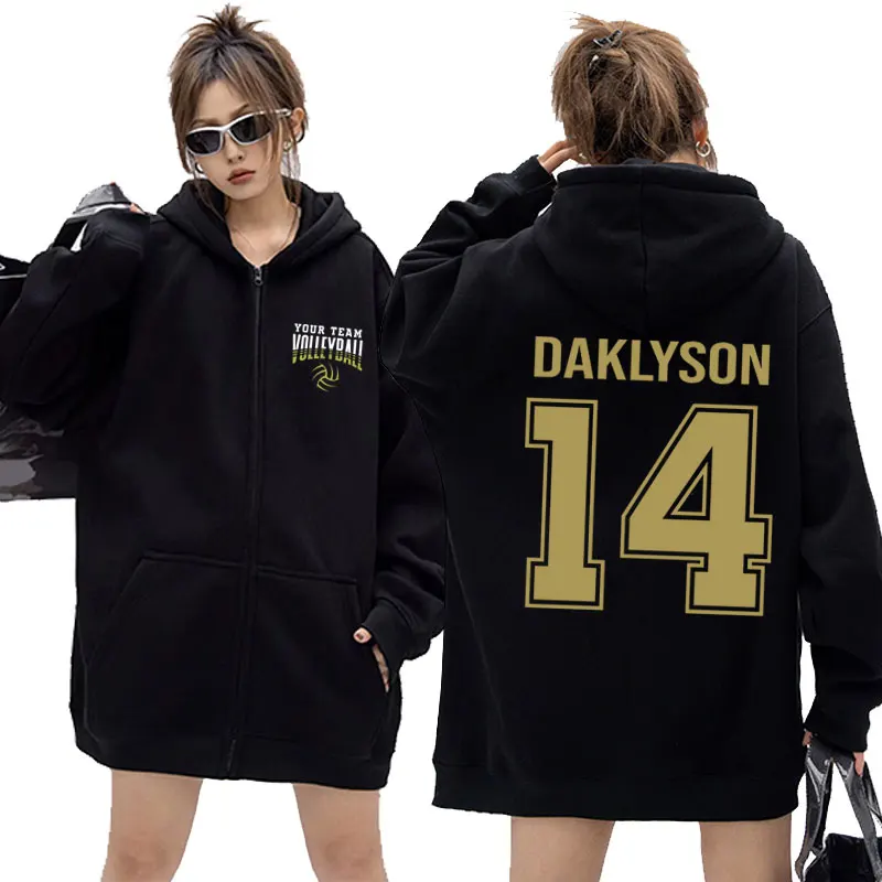 Your Team Volleyball Daklson 14 Zipper Hoodie Men Women Casual Oversized Zip Up Jacket Male Vintage Streetwear Sports Hoodies