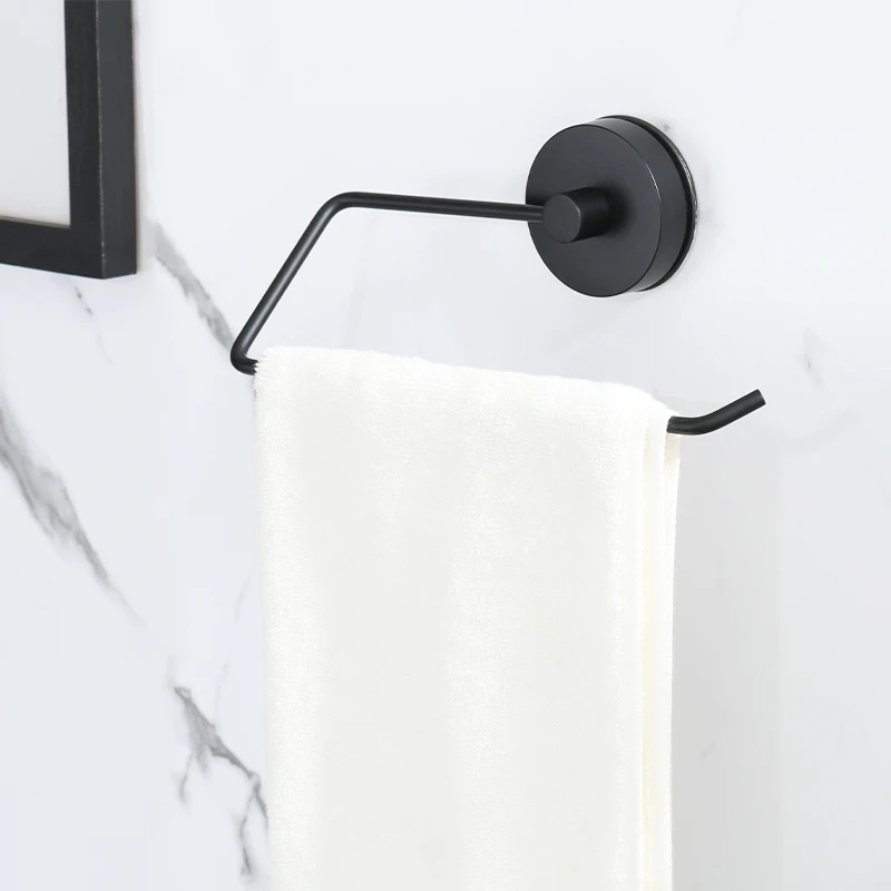 Toilet Accessories Vacuum Suction Cup Robe Hook Towel Rail Rack Roll Paper Holder Reusable Bathroom Hardware Holder Black Silver