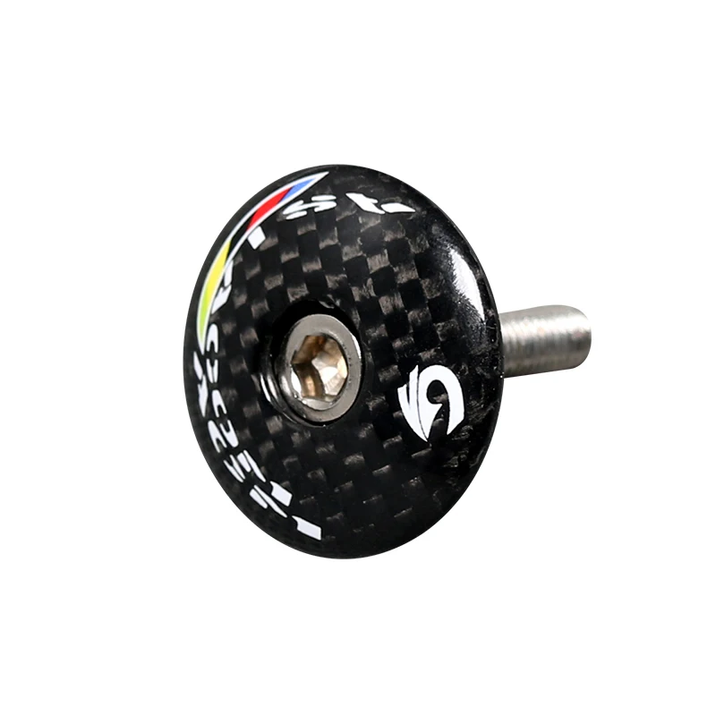 Bicycle Headset Bike Stem Cap Bicycle Head Cap Newest Glossy 3k Full Carbon Fibre Bicycle Stem Cover Bike Headsets cover Carbon Top Caps With Bolts Bike lightest Parts