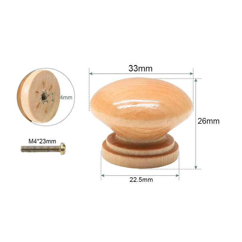 Description Picture 6 of item10Pcs Natural Wood Dresser Knobs, Round Wooden Cabinet Knobs, Mushroom Shape Drawer Knobs Pulls for Cabinets, Cupboard