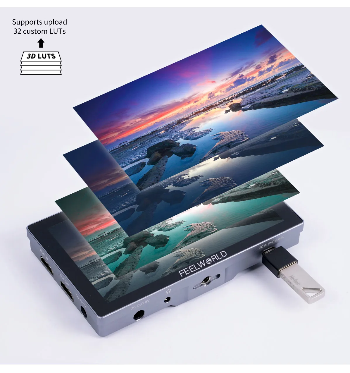 P6X 5.5" Camera Field Monitor 3D LUT HDR IPS Panel TouchScreen Display 4K HDMI-C