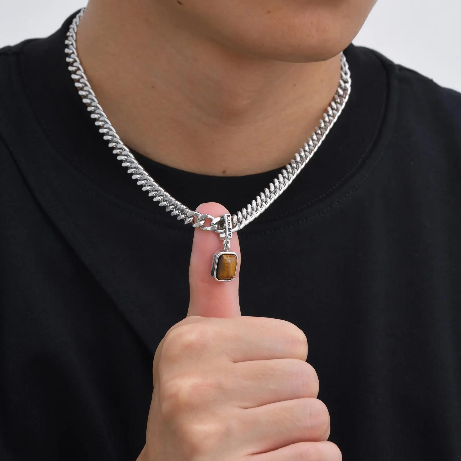 Collana Uomo Catena Cubana In Acciaio Inossidabile - Regalo Romantico Per Fidanzato O Marito, Con Messaggio, Elegante E Resistente