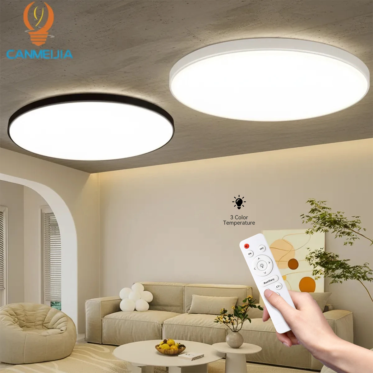 Dimmable Modern LED Ceiling Light Fixture with Remote Control