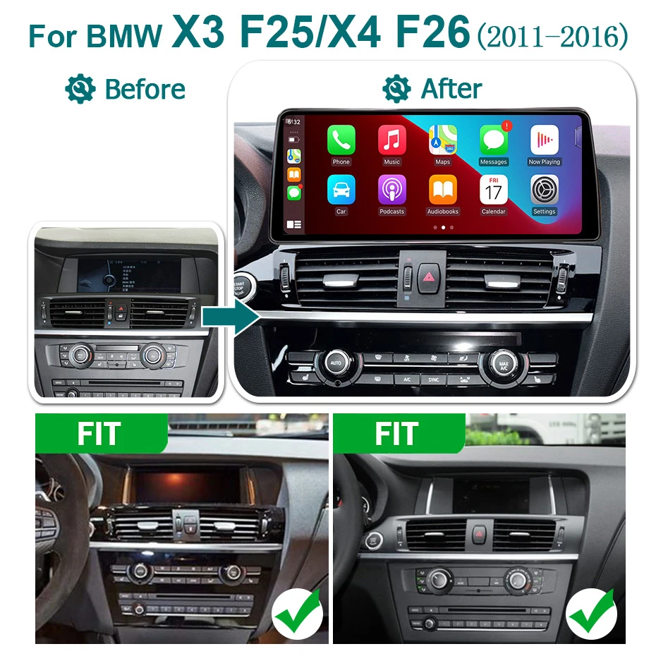 Pantalla de Radio de coche inalámbrico Carpaly Android 14 de 12,5 pulgadas para BMW X3 F25 X4 F26 2010-2017 reproductor Multimedia estéreo GPS WIFI 4G LTE 2