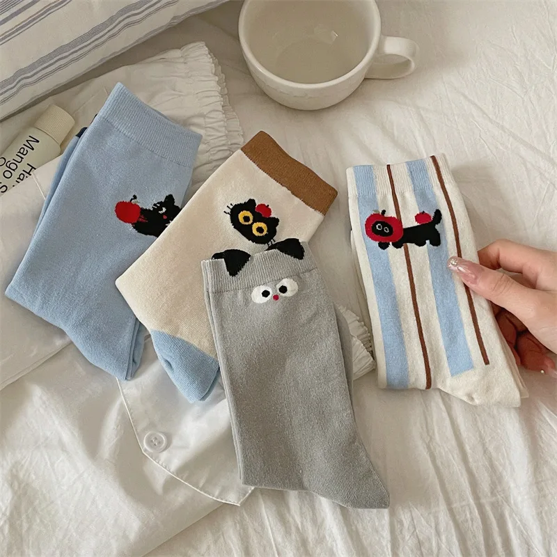 Socks For Women Cute New Novelties Fashion Cotton Breathable Funny Socks Female Casual Long Preppy Style Cartoon Socks Striped - 3