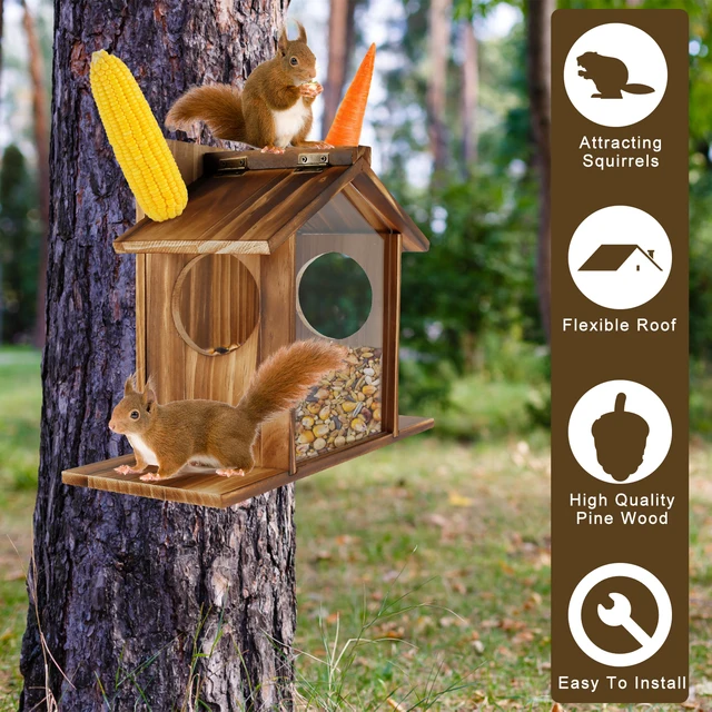 Relaxdays Mangiatoia Per Scoiattoli, Appendere In Giardino, Greppia In Legno Certificato Fsc Fori Per L Aria Naturale 85650894