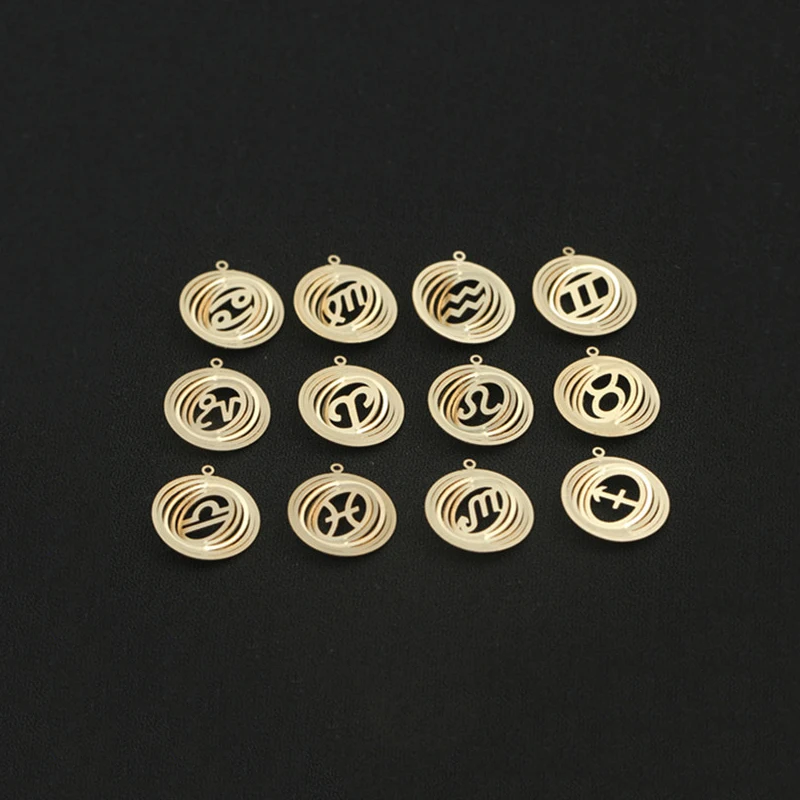 Real 14K Gold Filled 12 Constellations Charm For Bracelet Necklace Earring DIY Jewelry Findings Hypoallergenic Jewelry Accessory