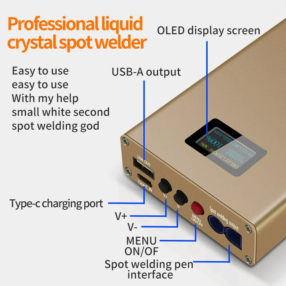 DX10 Portable Spot Welder OLED Adjustable Battery Spot Welding Machine Welder Tools 0.12/0.15mm Nickel For 18650 8awg Spot Pens