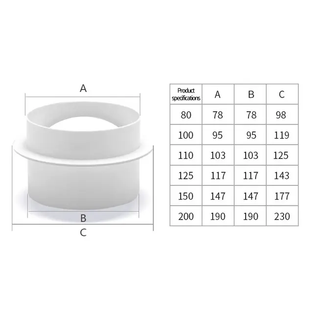 80-150mm PVC Round Pipe Draft Blocker Backdraft Damper One Way ventilation fan air duct Check Valve Kitchen Ventilation Grill 6