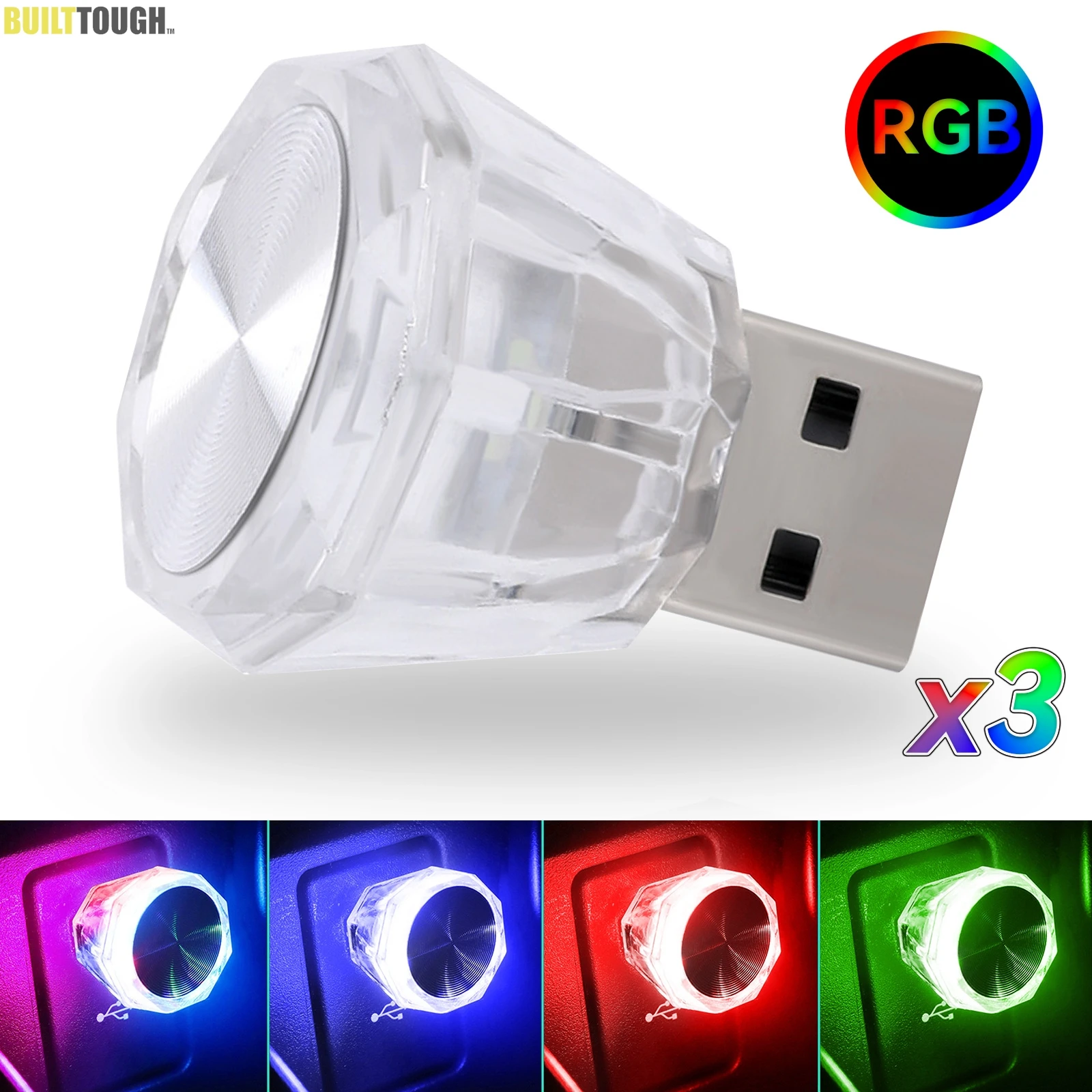 

Мини-USB, 3 шт., автомобильная светодиодная лампа