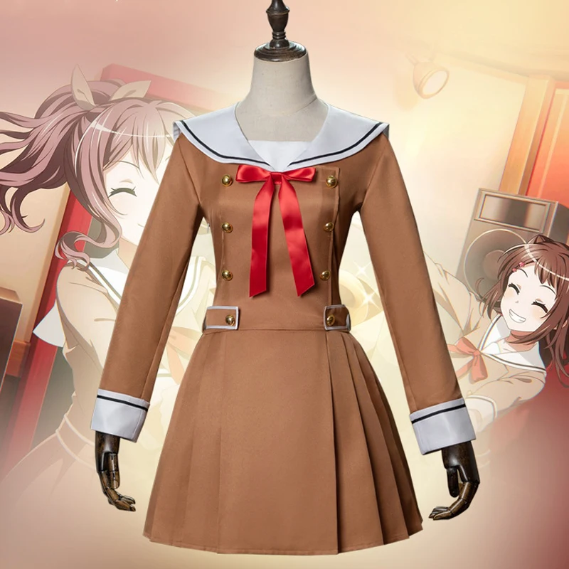 

Anime BanG Dream Cosplay Costume Saya Yamabuki Toyama Kasumi JK School Uniform Long Sleevle Sailor Dress Halloween Party Clothes