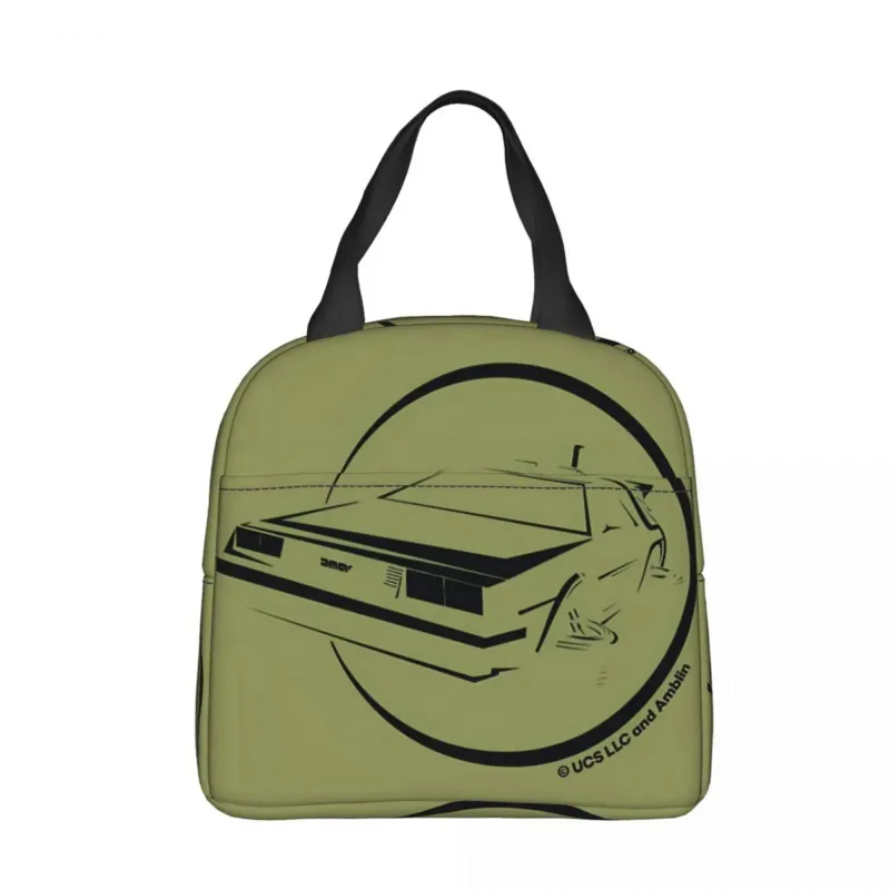 

Delorean Outatime Oxford Cloth Portable Bags Movie Back To The Future School Trip Lunch Hiking Debris Cooler Food Handbags