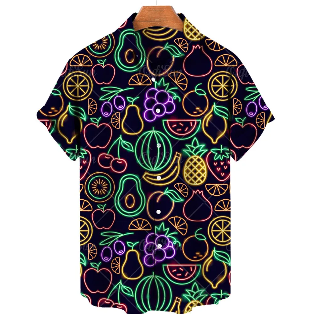 

Fruit Print Men's Shirts Hawaiian Shirts Short Sleeves Pineapple Pattern Tops Casual Fashion Men's Clothing Summer Loose Shirt