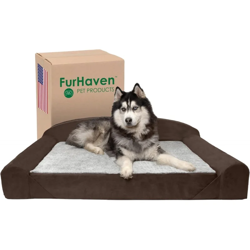 

Furhaven Orthopedic Dog Bed for Large Dogs w/ Removable Washable Cover & Reversible Foam Cushion, For Dogs Up to 200 lbs - L